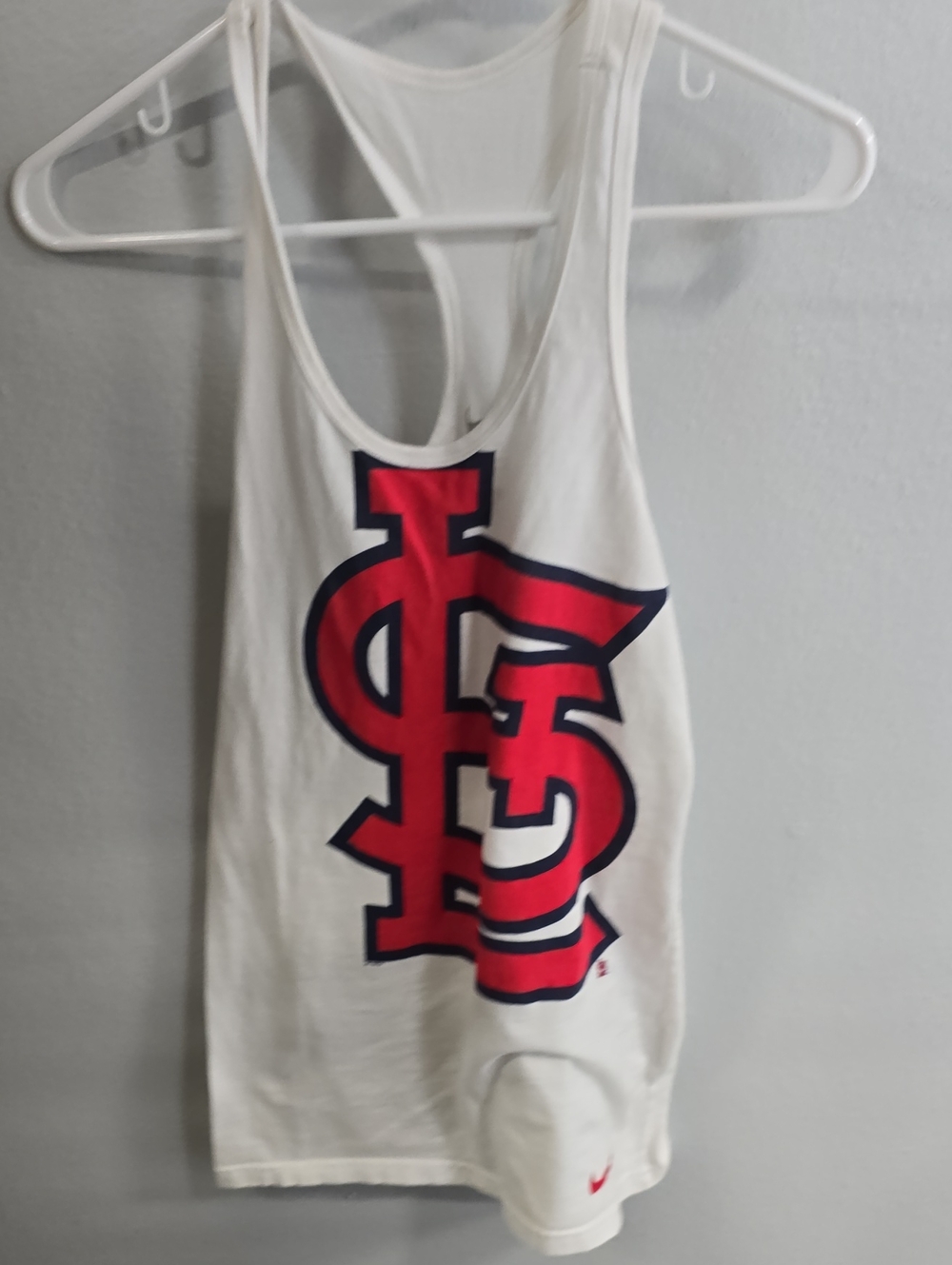 Nike White Tank Top with Red and Navy Team Logo